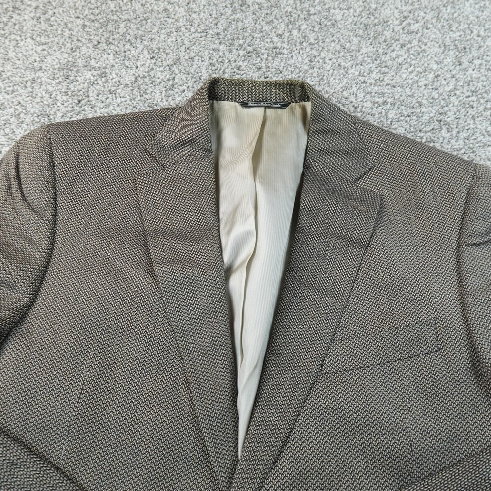 Jack Victor Blazer‎ Mens 42 Brown Herringbone Bamboo Sport Coat Suit Jacket Top